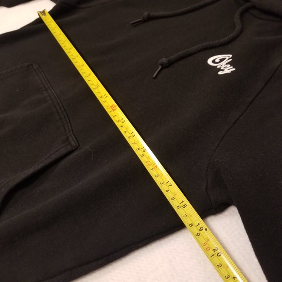 Women Obey Propaganda Hoodie Small Black Warm Simple Basic Logo Design - Picture 7 of 8